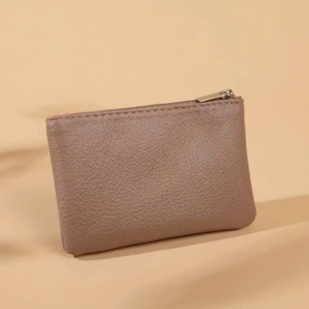 Tan vegan wallet faux leather zipper coin purse